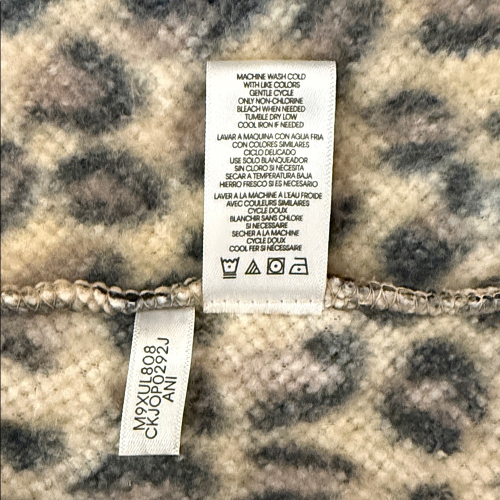 Calvin Klein Leopard Fleece Vest Sherpa Zip Pockets Size Large - Picture 13 of 14